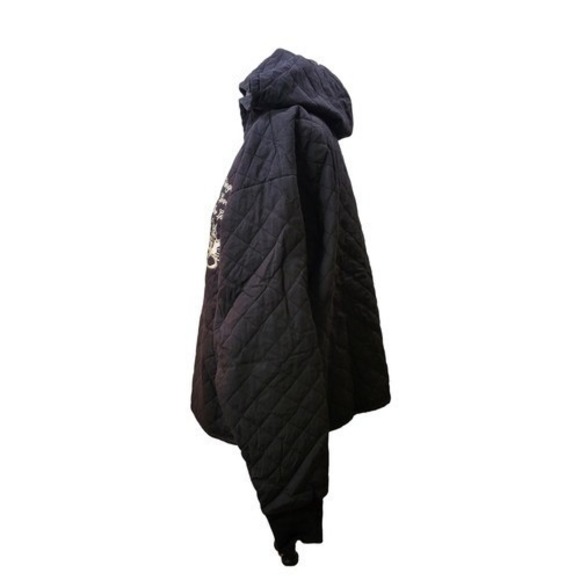 BOYS LIE Quilted Embroidered Cherub Hoodie Black Cotton Polyester Fill OS - Picture 2 of 8